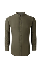 Load image into Gallery viewer, Mandarin Collar Solid Shirt / Hunter
