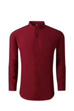 Load image into Gallery viewer, Mandarin Collar Solid Shirt / Burgundy
