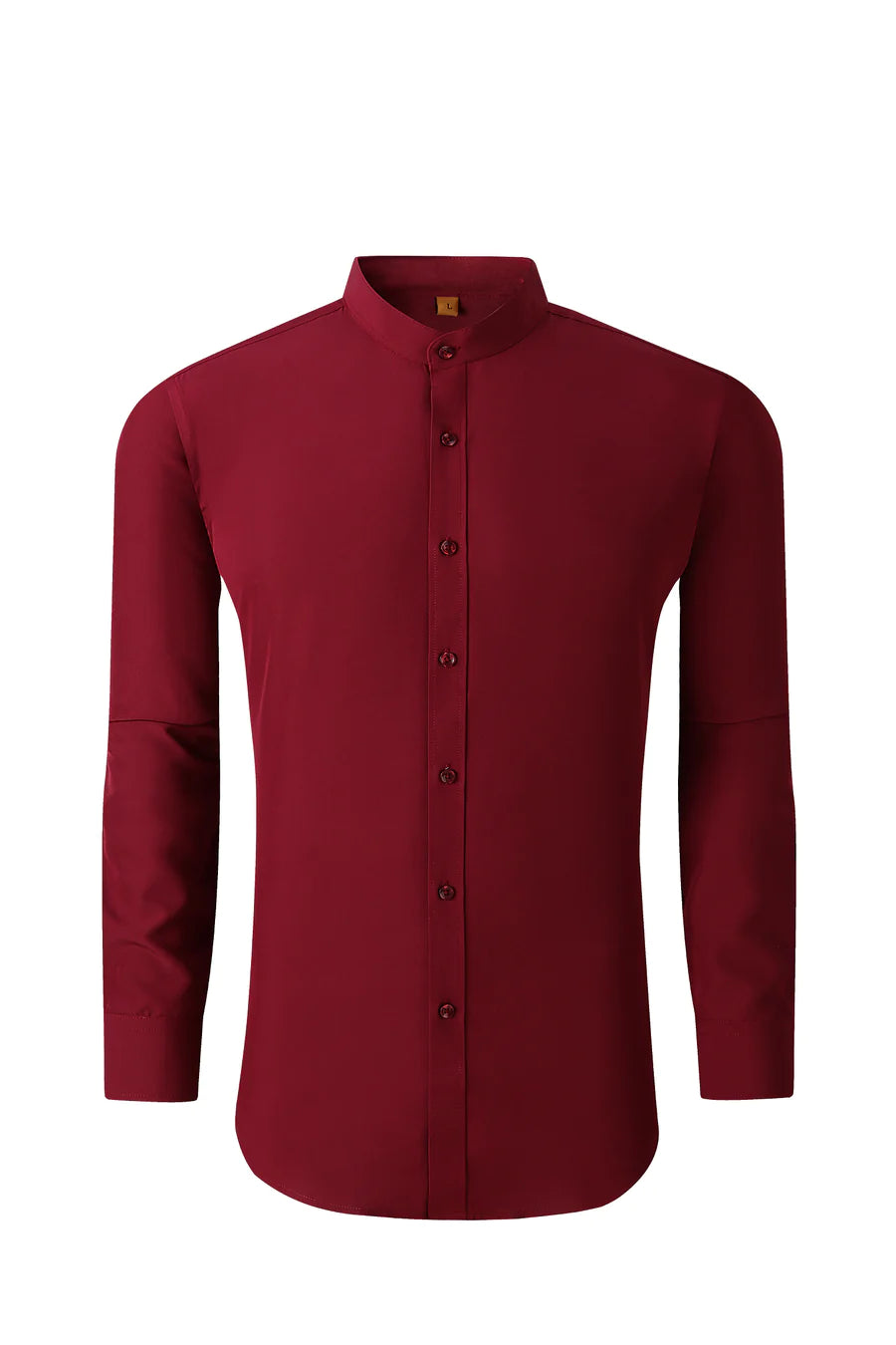 Mandarin Collar Solid Shirt / Burgundy