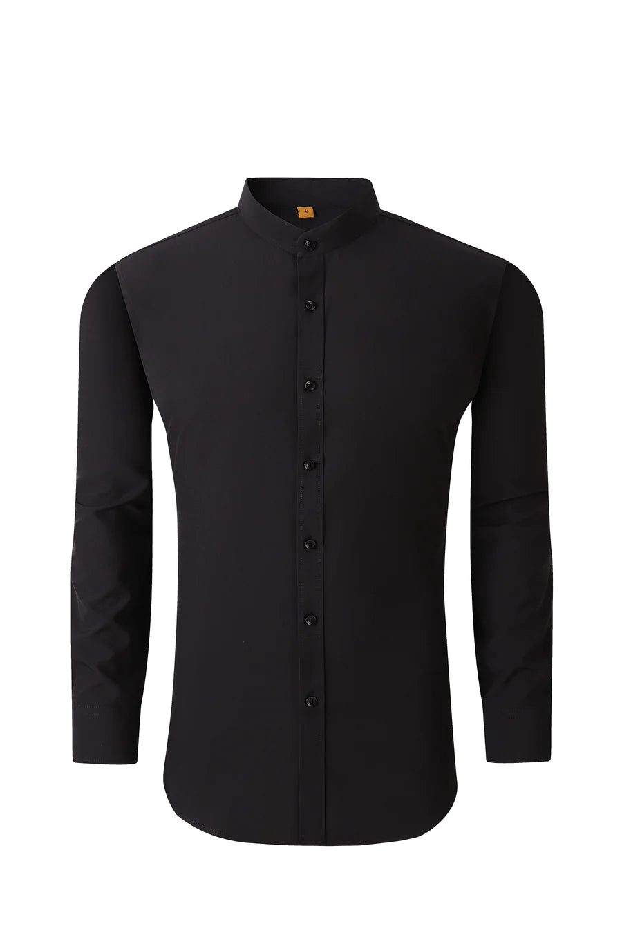 Mandarin Collar Solid Shirt / Black