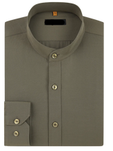 Load image into Gallery viewer, Mandarin Collar Solid Shirt / Hunter
