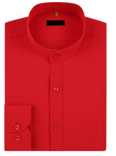 Load image into Gallery viewer, Mandarin Collar Solid Shirt / Red
