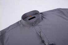 Load image into Gallery viewer, Mandarin Collar Solid Shirt / Silver

