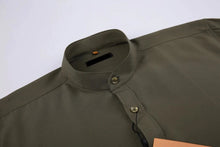 Load image into Gallery viewer, Mandarin Collar Solid Shirt / Hunter
