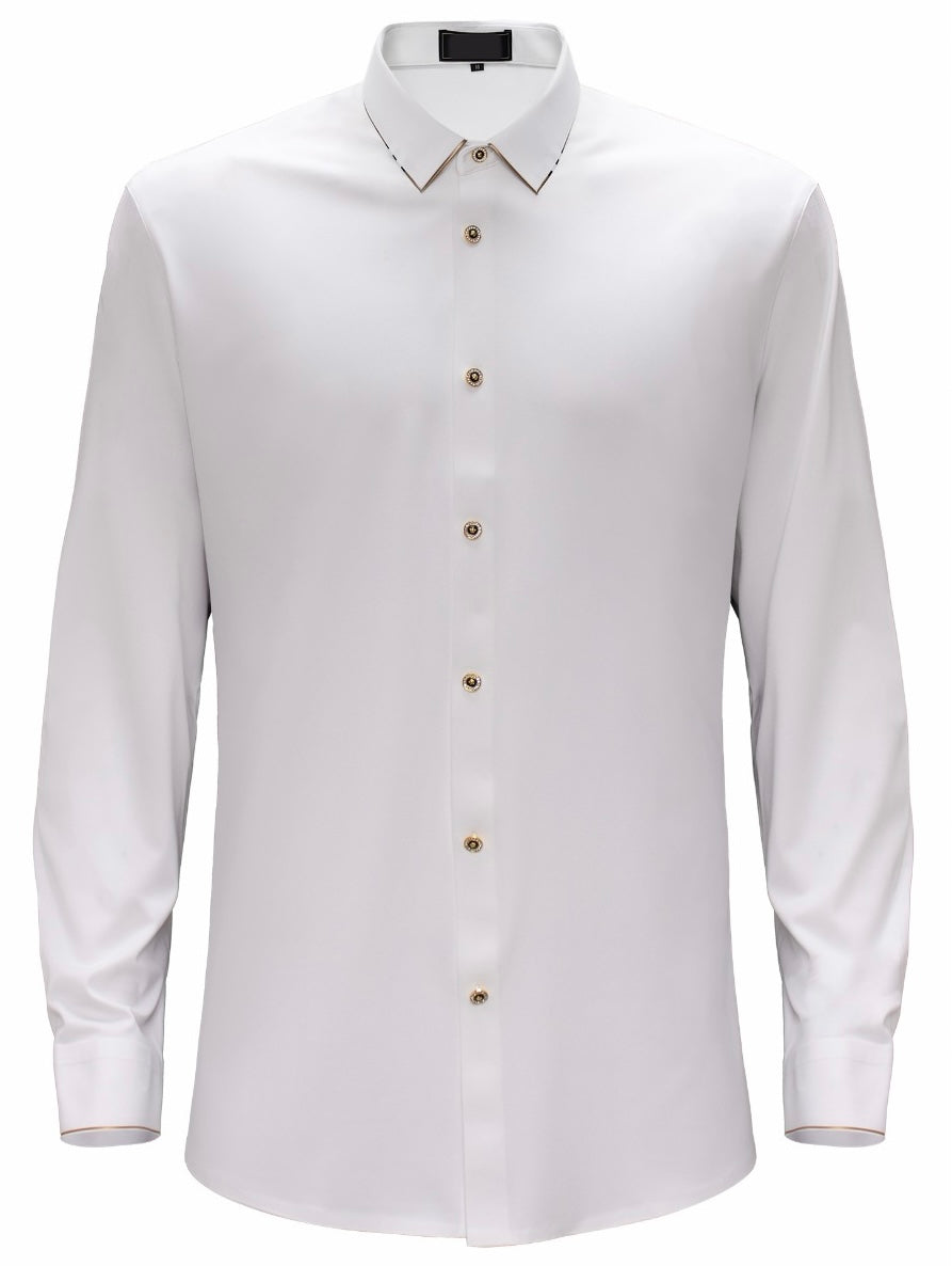 White Luxury Long Sleeve Shirt B322
