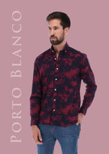 Load image into Gallery viewer, Porto Blanco Men&#39;s Abstract Long Sleeve Button Down Shirt Red &amp; Black | C-1984
