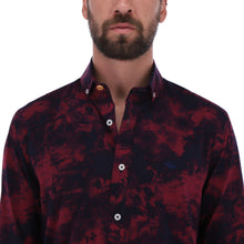 Load image into Gallery viewer, Porto Blanco Men&#39;s Abstract Long Sleeve Button Down Shirt Red &amp; Black | C-1984
