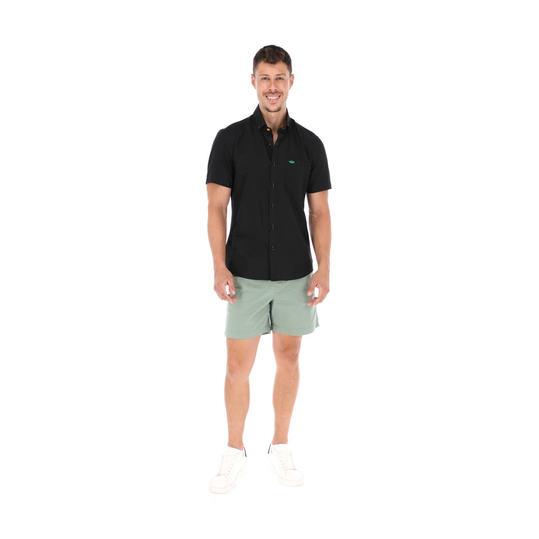 Camisa Porto Blanco Manga Corta Negra | MC-2035