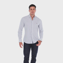 Load and play video in Gallery viewer, Camisa Porto Blanco Casual Para Caballero Manga Larga Rayas Color Azul | C-2119
