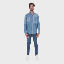 Load and play video in Gallery viewer, Camisa Porto Blanco Denim Parches Caballero Manga Larga | DNC-1988
