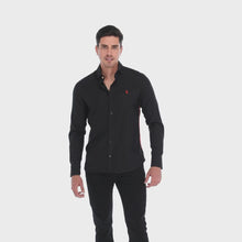 Load and play video in Gallery viewer, Camisa Porto Blanco Casual Manga Larga Color Negro | E-2207
