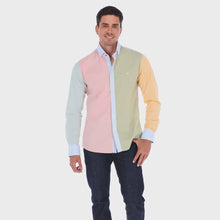 Load and play video in Gallery viewer, Camisa de Vestir Caballero Bloques Colores Pastel | Porto Blanco E-2146
