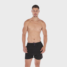 Load and play video in Gallery viewer, Porto Blanco Black Men&#39;s Quick Dry Swim Trunks | Basic-13
