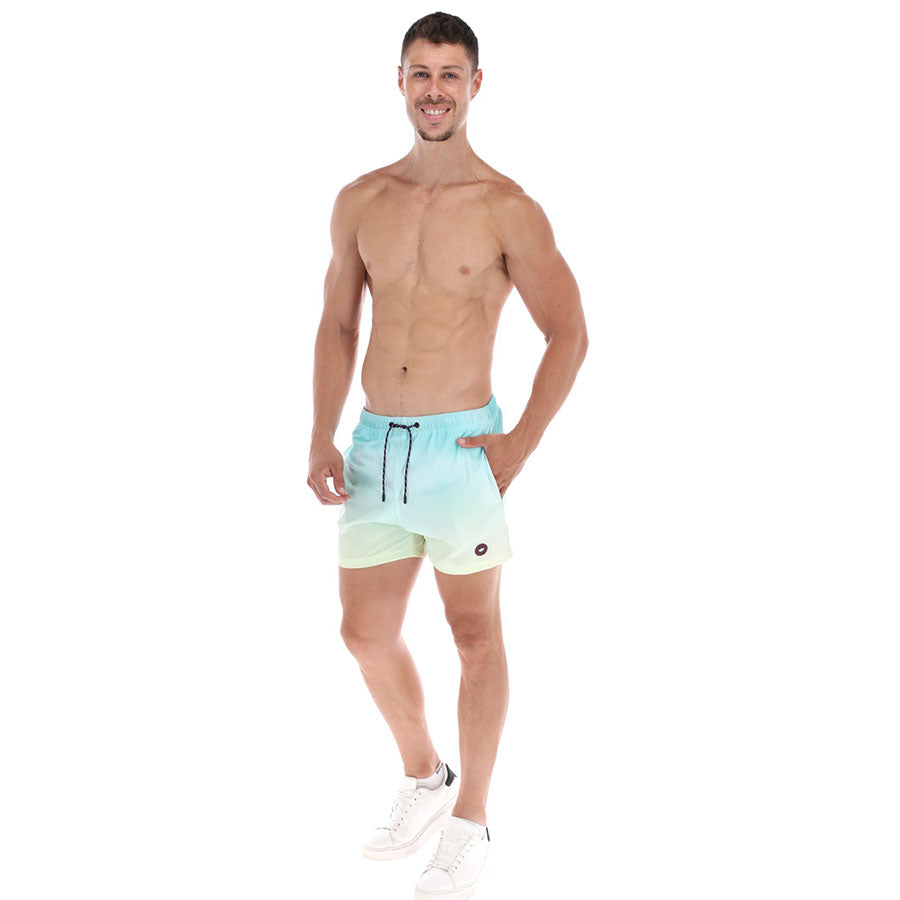 Men's Striped Quick Dry Swim Trunks Faded Blue & Yellow  | Porto Blanco | TB-03