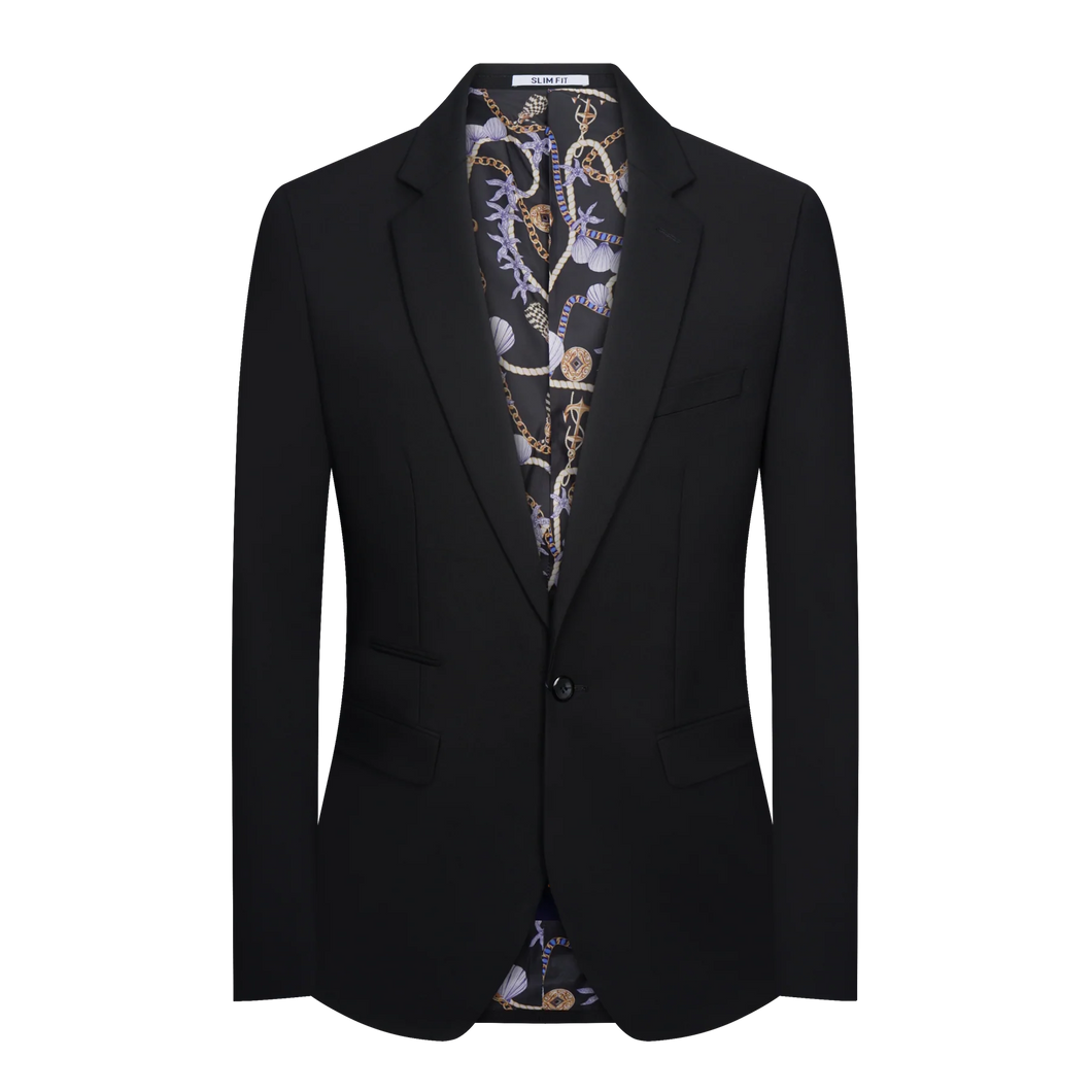 Black Sateen Blazer Stretch  Sportcoat | S601-2 Black