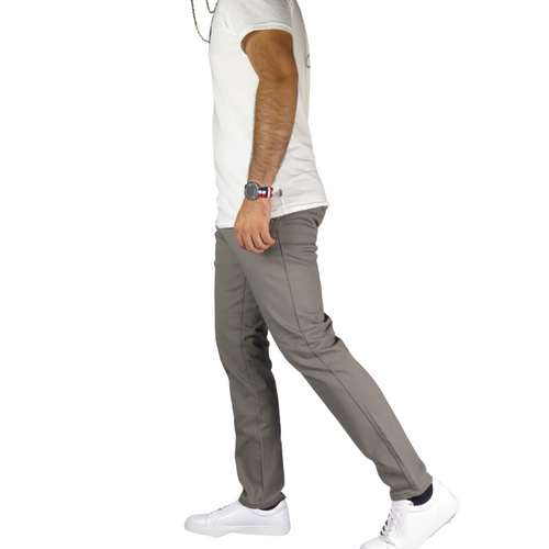 KB006PSK Grey Stretch Chino Pant - Angelo's Men Boutique