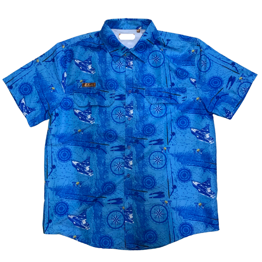 DD-15 Blue Regular Fit Fish Shirt