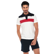 Load image into Gallery viewer, Men&#39;s Pattern  Short Sleeve Polo Navy, Red &amp; White |Porto Blanco| PL-1508
