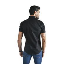 Load image into Gallery viewer, Men&#39;s Solid Short Sleeve Button Down Shirt Black Pink &amp; Yellow | Porto Blanco MC-1421
