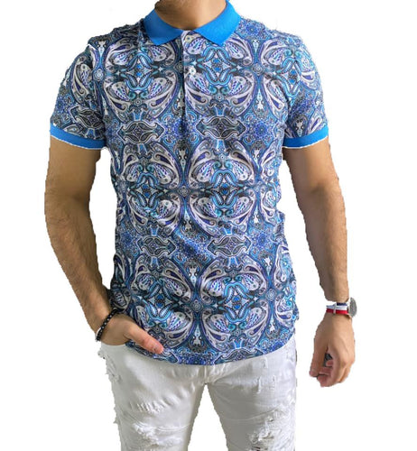 P-06 Italian Blue Polo Extra Slim - Angelo's Men Boutique