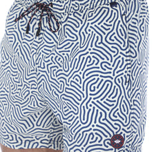 Load image into Gallery viewer, Aruba-19 Men&#39;s Print Quick Dry Swim Trunks White &amp; Blue
