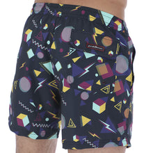 Load image into Gallery viewer, Aruba-18 Men&#39;s Print Quick Dry Swim Trunks Black, Green, Purple &amp; Yellow
