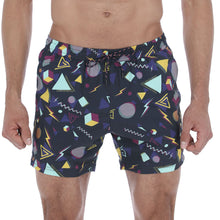 Load image into Gallery viewer, Aruba-18 Men&#39;s Print Quick Dry Swim Trunks Black, Green, Purple &amp; Yellow
