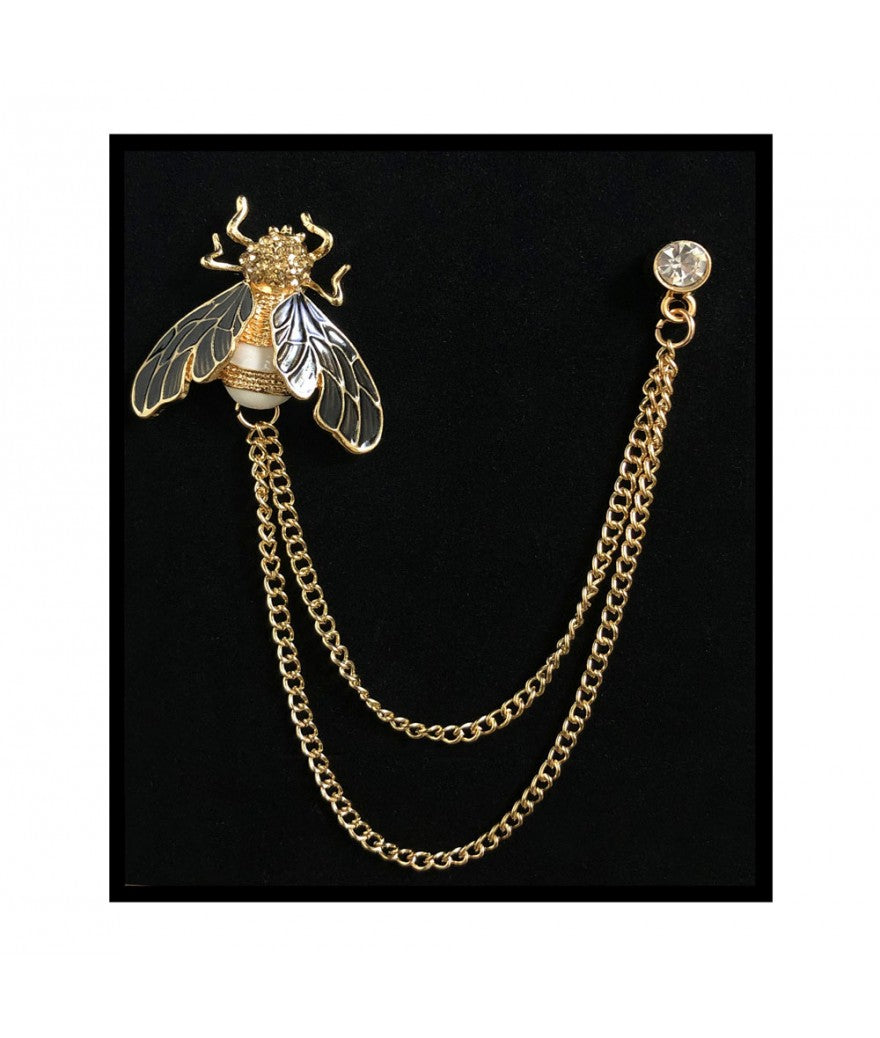 Gold Chain Brooch Lapel Pin 🐝 | CBL12-G