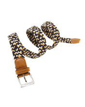 Load image into Gallery viewer, CNT-36 Men&#39;s Patchwork Elastane Belt Khaki Yellow &amp; White
