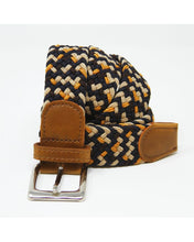 Load image into Gallery viewer, CNT-36 Men&#39;s Patchwork Elastane Belt Khaki Yellow &amp; White
