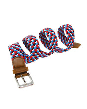 Load image into Gallery viewer, CNT-40 Men&#39;s Patchwork Elastane Belt Red Blue &amp; White
