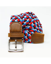 Load image into Gallery viewer, CNT-40 Men&#39;s Patchwork Elastane Belt Red Blue &amp; White
