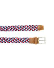 Load image into Gallery viewer, CNT-40 Men&#39;s Patchwork Elastane Belt Red Blue &amp; White
