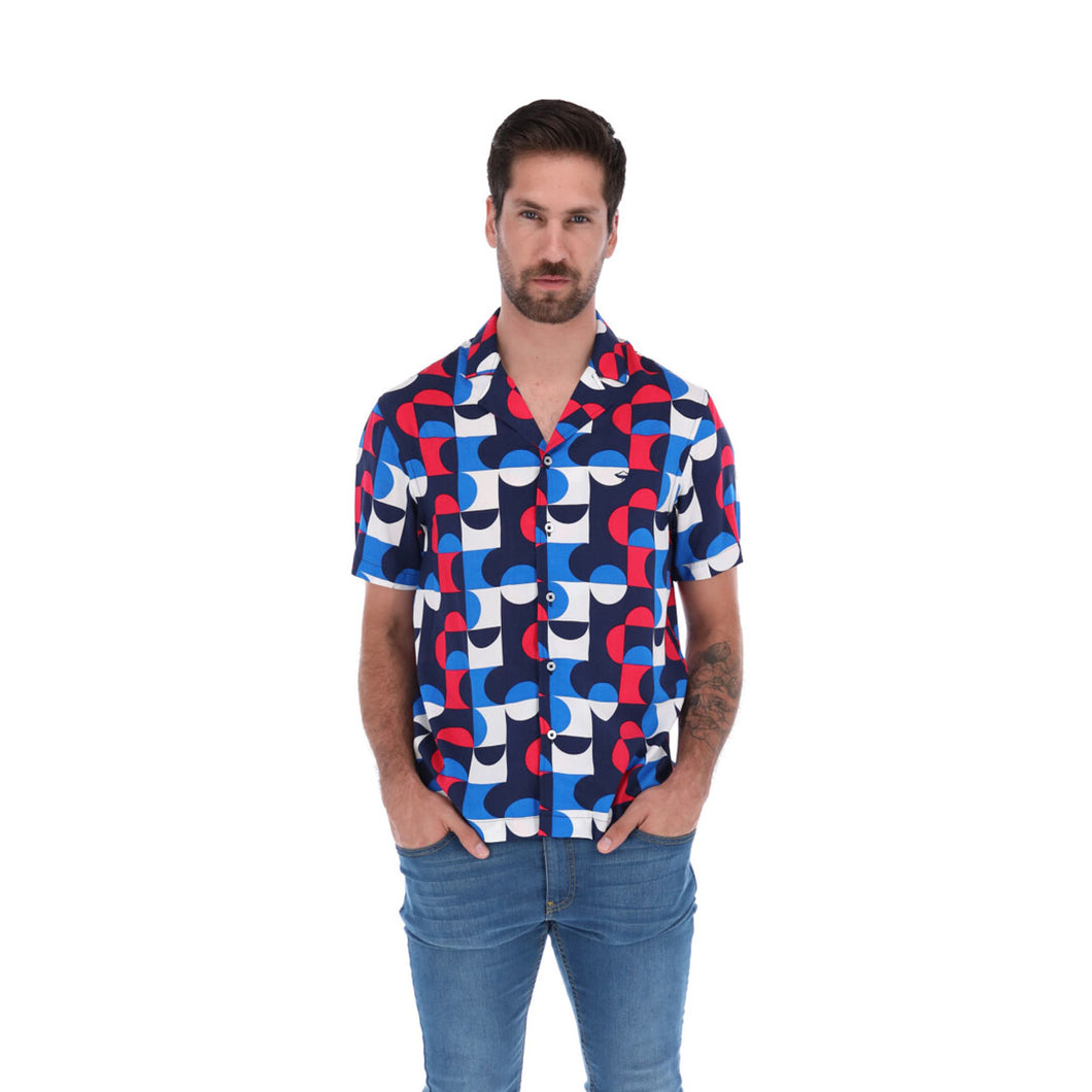 Camisa Fluida Estampado Geométrico Hombre | Porto Blanco CR-1936