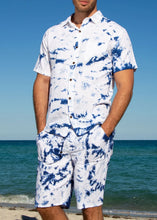 Load image into Gallery viewer, GZ1007 - Blue Tie Dye &#39;Ibiza&#39; Button Down Shirt Tie Dye Blue
