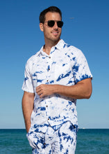 Load image into Gallery viewer, GZ1007 - Blue Tie Dye &#39;Ibiza&#39; Button Down Shirt Tie Dye Blue
