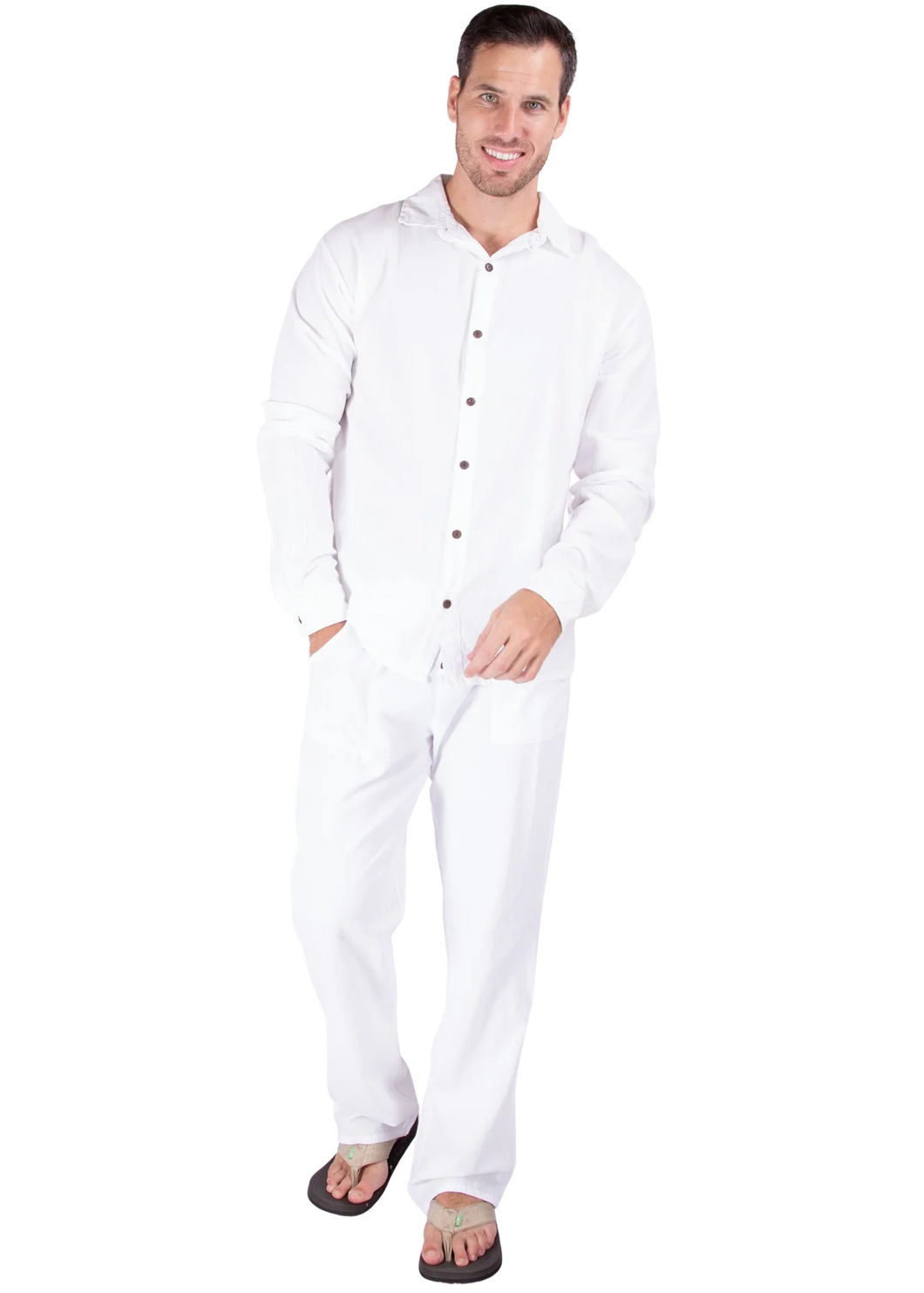 GZ1017-White 'Tulum' Long Sleeve Button Up Shirt White