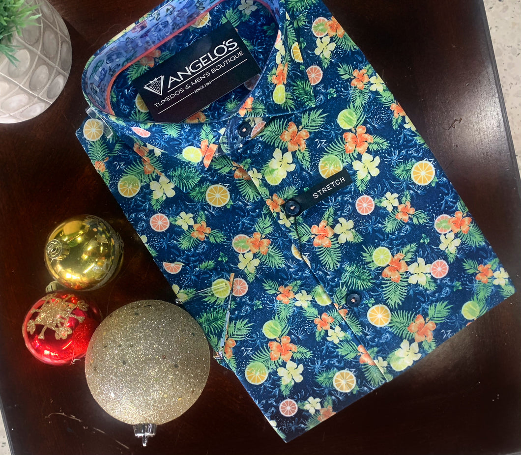 MC-08 Short Sleeve Slim fit Shirt - Angelo's Men Boutique