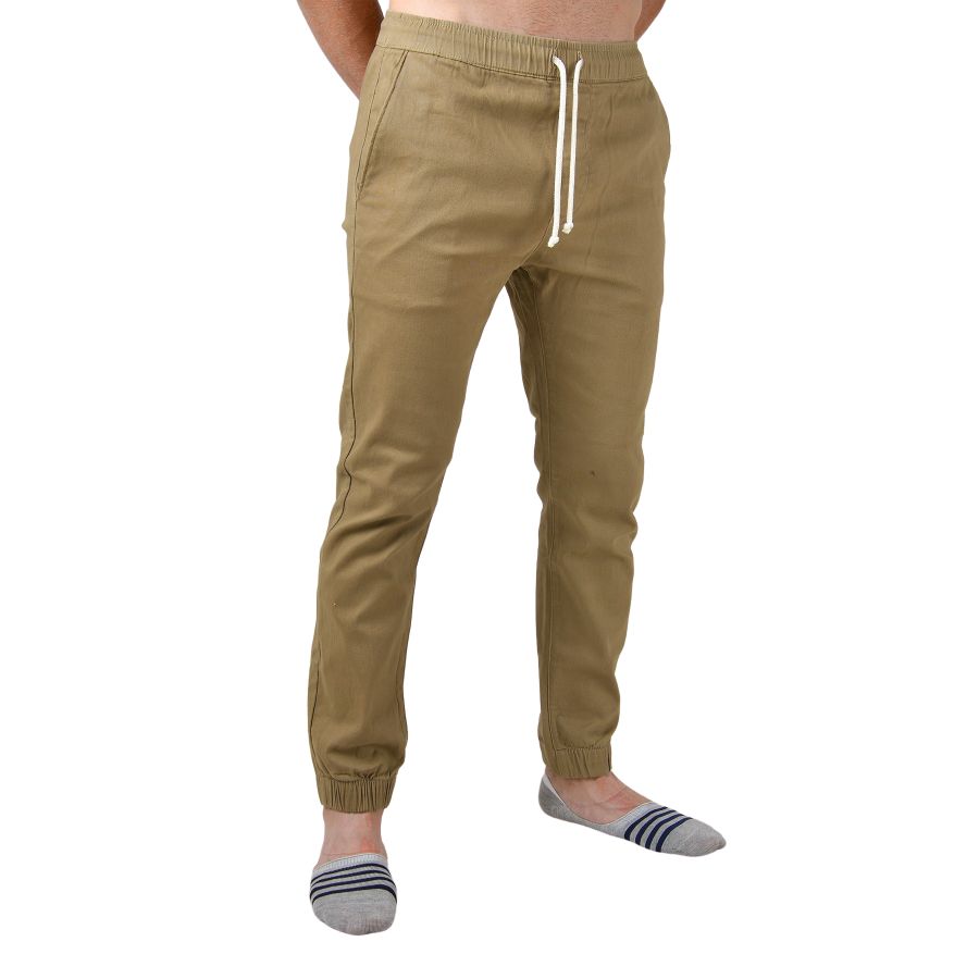 JGR-08 Men's Solid Premium Flex-Stretch Jogger Pants Khaki