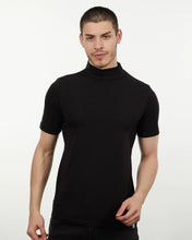 Load image into Gallery viewer, LCS905 Black Cotton Spandex Luxury Mock Tee
