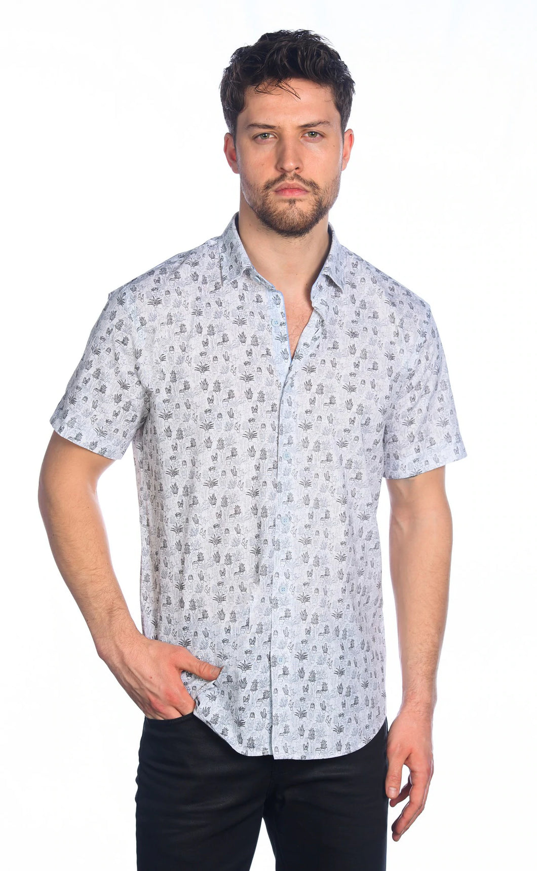 M-536-S White/Grey Short Sleeve