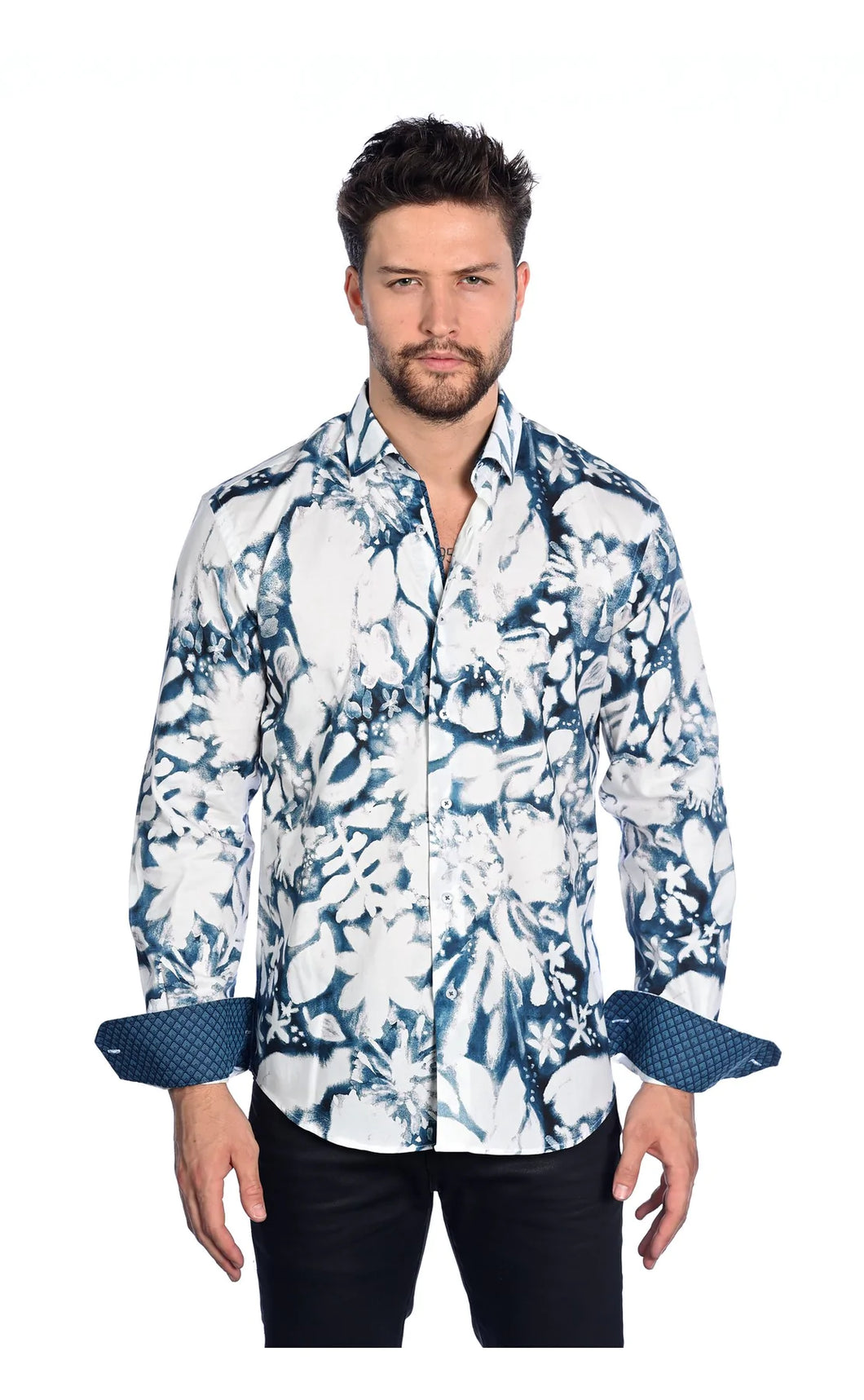 M1695 White/Blue Long Sleeve