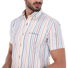 Load image into Gallery viewer, Men&#39;s Stripes Short Sleeve Button Down Shirt Multi Colored | Porto Blanco MC-1756
