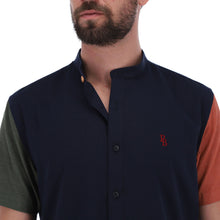 Load image into Gallery viewer, Special Edition Men&#39;s Short Sleeve Button Down Shirt Navy Blue | Porto Blanco MCE-1902
