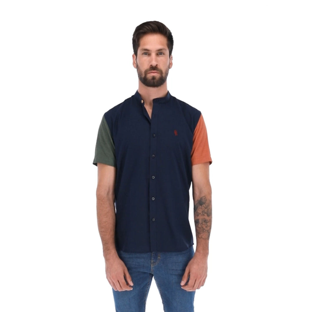 Special Edition Men's Short Sleeve Button Down Shirt Navy Blue | Porto Blanco MCE-1902