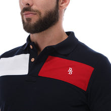 Load image into Gallery viewer, PL-1506 Men&#39;s Patchwork Short Sleeve Polo Shirt Blue Red &amp; White
