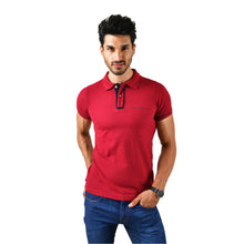 Load image into Gallery viewer, PL-948 Men&#39;s Solid Short Sleeve Polo Shirt Burgundy &amp; Blue

