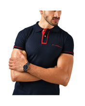 Load image into Gallery viewer, PL-949 Men&#39;s Solid Short Sleeve Polo Shirt Blue &amp; Red
