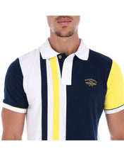 Load image into Gallery viewer, PLE-1584 Men&#39;s Patchwork Short Sleeve Polo Shirt White Blue &amp; Yellow
