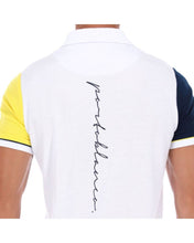 Load image into Gallery viewer, PLE-1584 Men&#39;s Patchwork Short Sleeve Polo Shirt White Blue &amp; Yellow
